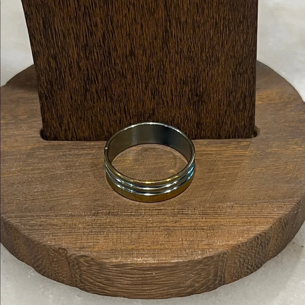 Multicolor Band Ring 6mm Laser Cut Stainless Steel Size 11